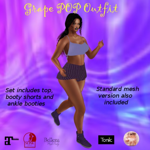 Lily Grape Pop Booty Shorts Outfit