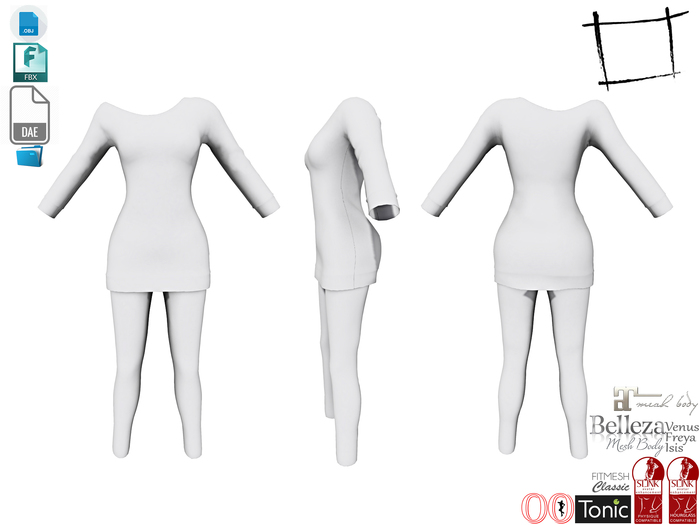Dae Obj FBX For Off Shoulder Sweater Dress With Leggings Slink, Maitreya, Ocacin Voluptuous, Belleza