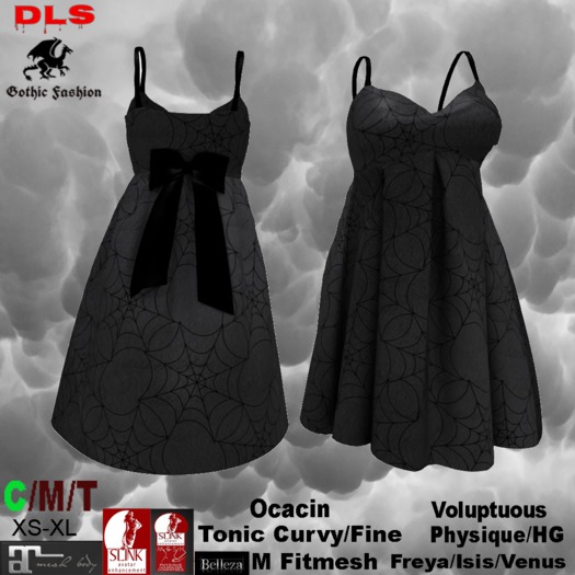 Strap Sundress gothic black spidernet boxed