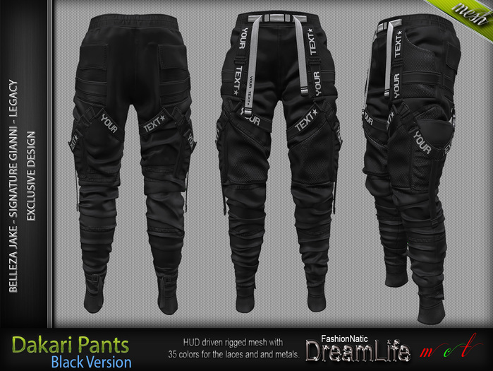 FashionNatic - Dakari Pants Male Light Black - Signature Gianni, Belleza - Jake, Legacy