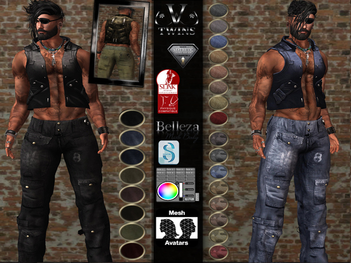 V-Twins Biker - Steel Men's Casual Version for Signarture Gianni & Gerart, Slink, Belleza Jake, & Arsthetic.