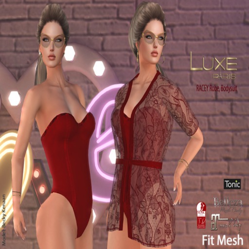 LUXE Paris RACEY Bodysuit, Robe and Earrings
