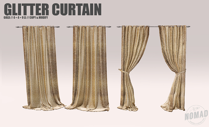 NOMAD // GOLD GLITTER CURTAINS