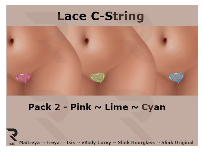 :: RUE :: Lace C-String - Pack 2