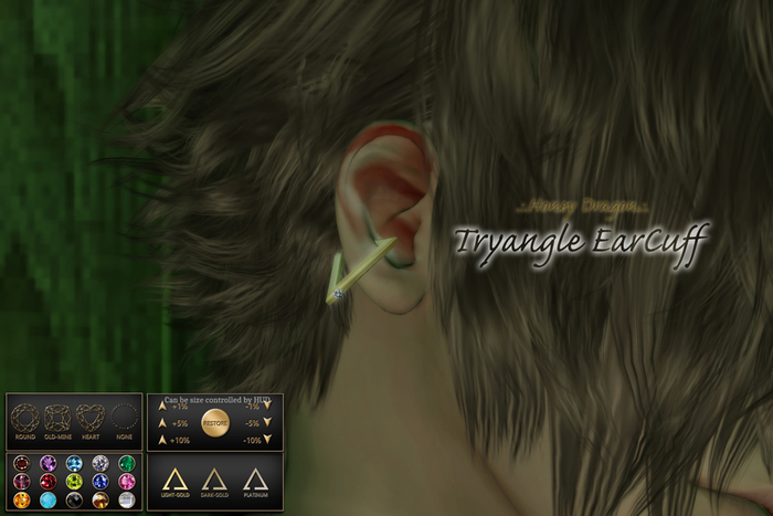 .:.H/D.:. TryangleEarCuff (Gold) [20BAC1]