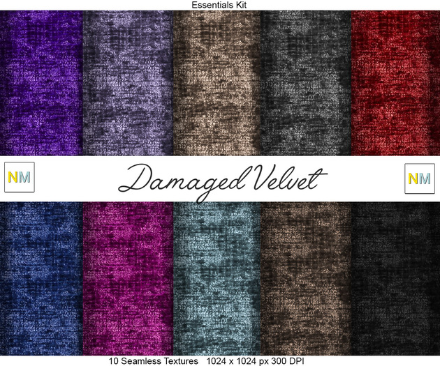 Second Life Marketplace Damaged Velvet Essentials Kit 10 Seamless