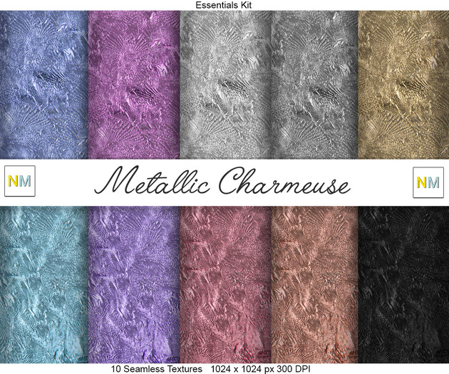 Metallic Charmeuse Essential Kit 10 Seamless Fabric Textures NM