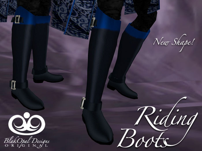 Sculpted Riding Boots - Blue And Black