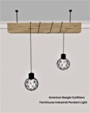 ABO - Farmhouse butcher block pendant light chandelier pine