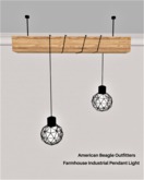 ABO - Farmhouse butcher block pendant light chandelier oak