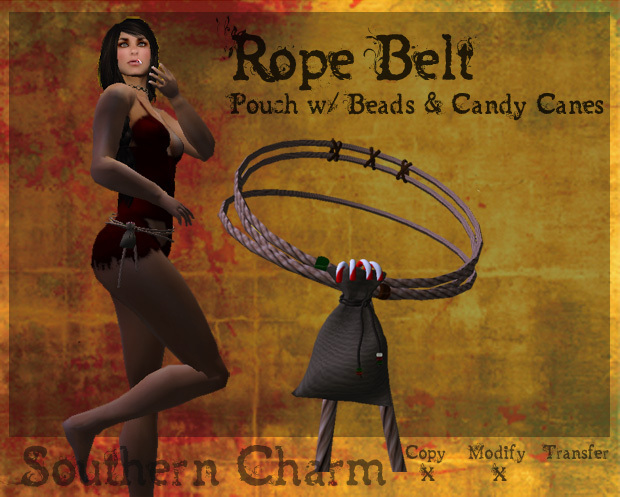 {SC} Rope Belt w/ Pouch and Candy Canes *boxed*