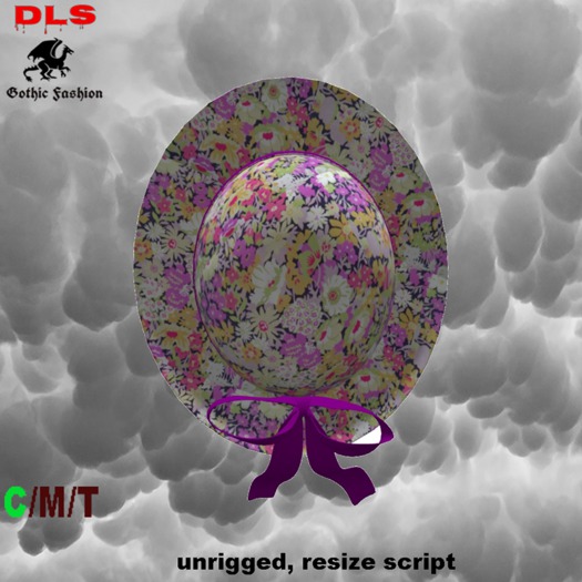 Spring hat flowers purple bow