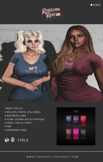 ~Rebellious Rose~ Tracy Tee v1 - Anti-Valentine's (Add Me)