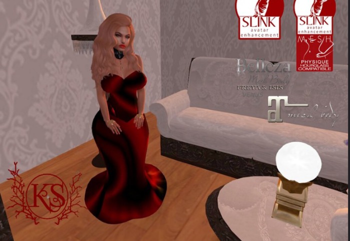 K&s Robe De Soiree Satin Rouge Mary