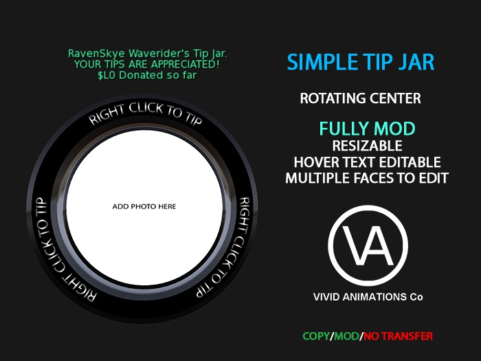 VIVID Tip Jar - Round Rotating (Box)