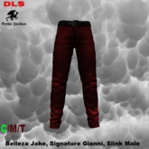 Male Jeans Pants with Belt red