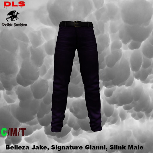 Male Jeans Pants with Belt purple boxed