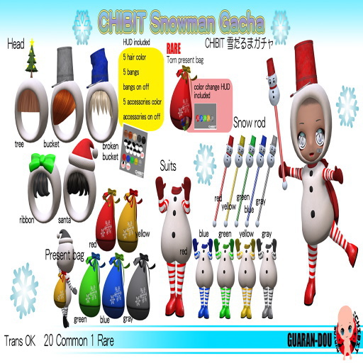 *G-D* CHIBIT Snowman Gacha Torn present bag RARE