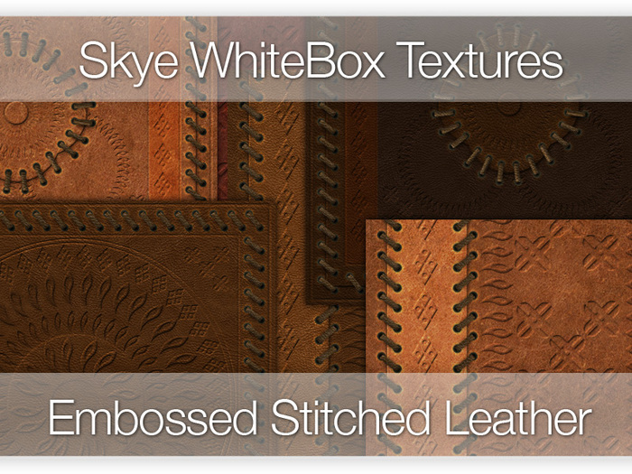 Embossed Stitched Leather -  Skye WhiteBox Full PermsTextures 