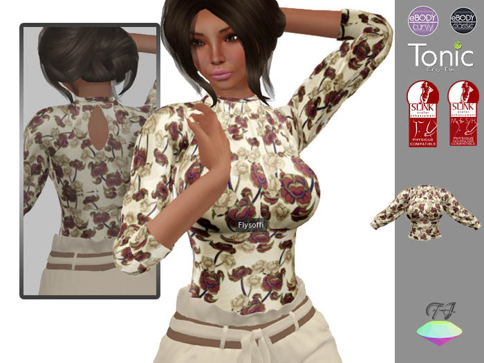 DEMO Spring brown flowers BLOUSE for Slink, Tonic, eBody