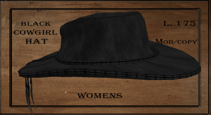 Black  Cowgirl Hat [Boxed]