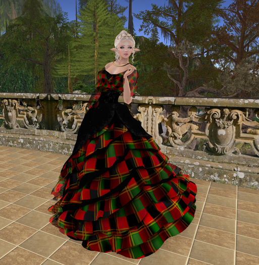 Trilby's Mill Ruffled Ballgown Caledon Tartan