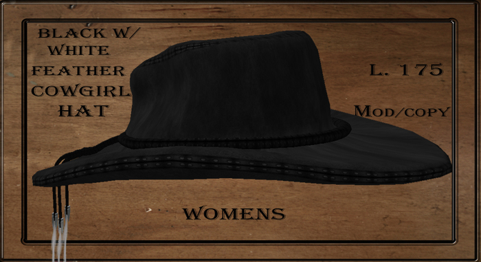 Black /White Feathers  Cowgirl Hat [Boxed]