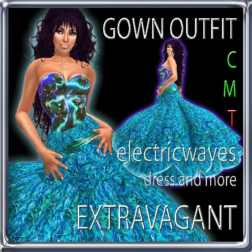 EXTRAVAGANT gown complete outfit electricwaves cyan