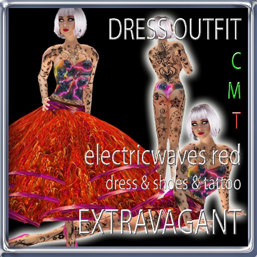 EXTRAVAGANT dress complete outfit electricwaves red