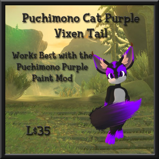 Puichimono Cat Vixen Black w/ Purple Tip  Tail Vixen Applier HUD