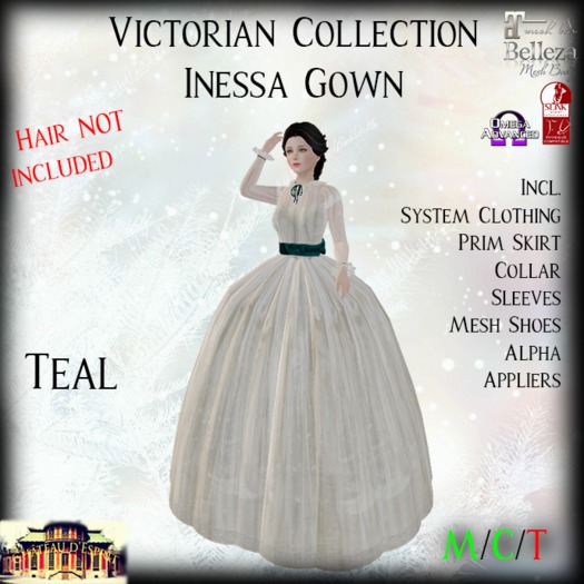 ~CdE~ Victorian Inessa TEAL Gown