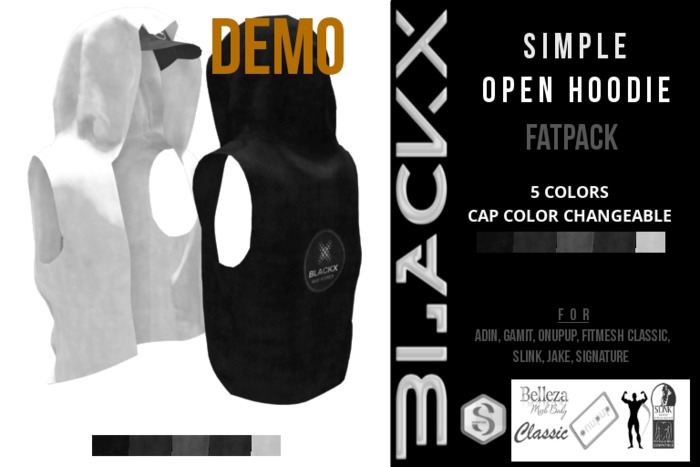 BLACKX // OPEN HOODIE WITH CAP DEMO