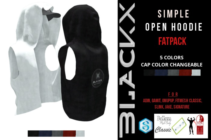 BLACKX // OPEN HOODIE WITH CAP FAT PACK