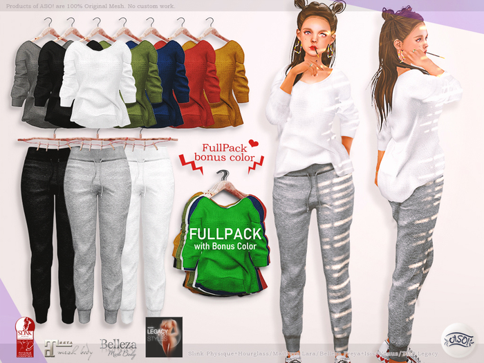 [DEMO] ASO! Sweat Pants (fullpack) - Slink / Maitreya / Belleza / Legacy