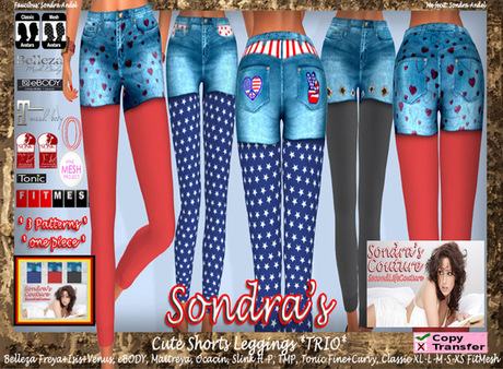 Second Life Marketplace - *Sondra's Cute Shorts Leggings *TRIO* (add