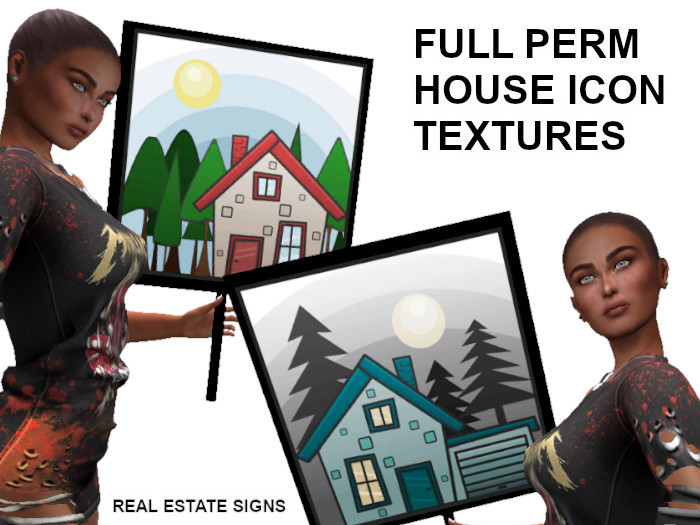 ~Ruby~ Full Perm Icons - 2 House icons with trees