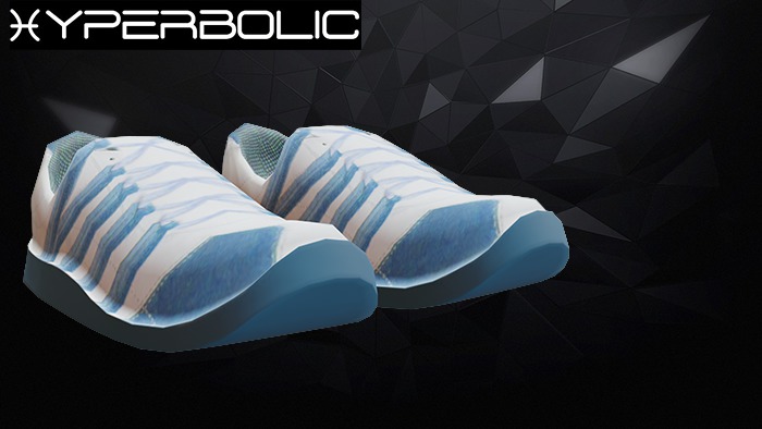 Hyperbolic-low poly sneakers blue stripes