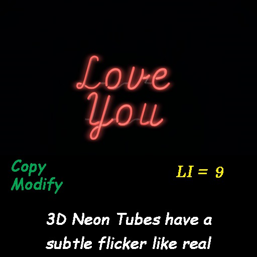 Love You 3D Neon no frame - box