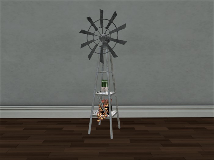 Farmhouse Galvanized Windmill Shelf Stand - bleached