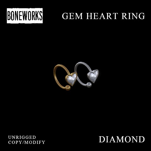 !Boneworks! > Gem Heart Ring - Diamond (boxed)