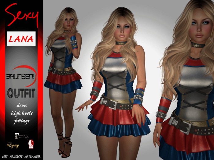 Brunsen! Lana Sexy Outfit Red Blue