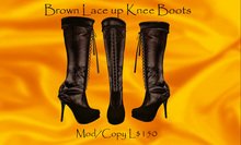 Brown Laced up Knee Boots