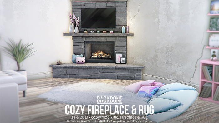 BackBone Cozy Fireplace & Rug -PG (add)