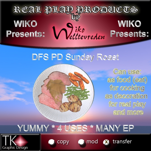 WIKO presents DFS PD Sunday Roast * A YUMMY Dinner * 4 Uses * Many EP * Can eat, use for cooking, decoration for rp ...