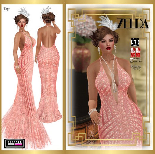 ::DBL:: Zelda Gown (Mesh/Classic Fits) Rose (PROMO PRICE)