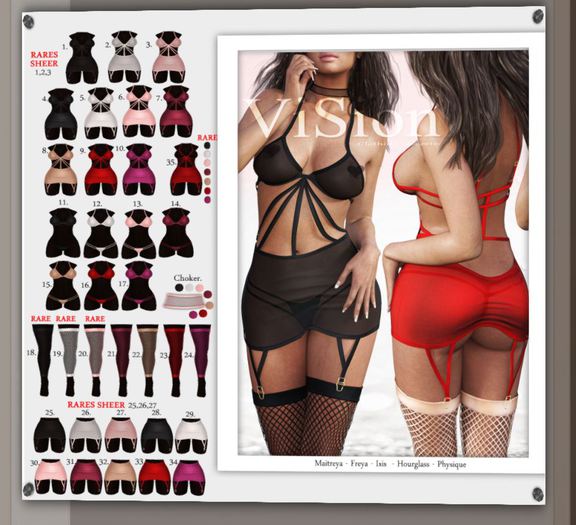 24#{ViSion} // Marie Stockings/Choker - Maitreya Fuchsia