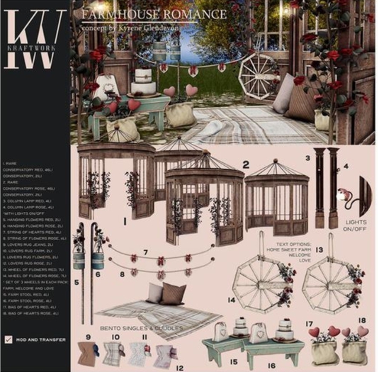 KraftWork Farmhouse Romance . Conservatory Red RARE