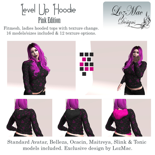 LMD_LevelUp Pink Hoodie (TexChange) *RezMe*