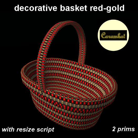 decorative basket red/gold