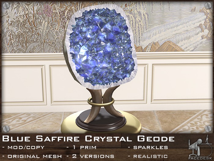 FaceDesk - Blue Saffire Crystal Geode